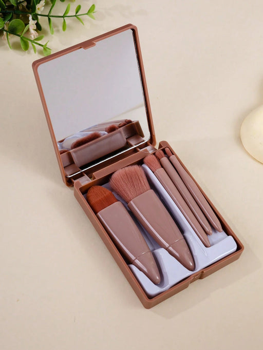 5 piezas Juego de brochas de maquillaje con caja espejo - Quierox - Tienda Online