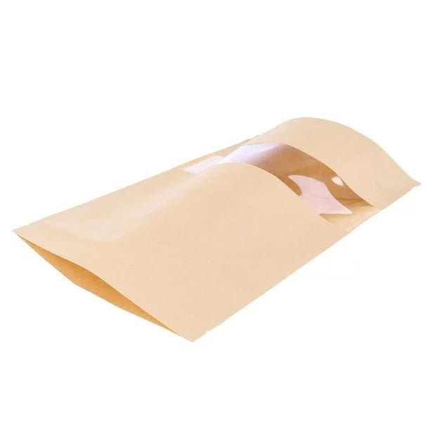 50 bolsas de papel Kraft con ventana transparente para alimentos secos, aperitivos, café, té - Quierox - Tienda Online