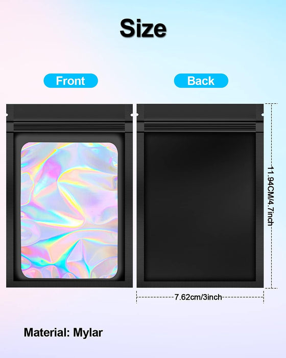 50 bolsas resellables de Mylar a prueba de olores de 7,6 x 12,9 cm, bolsas de embalaje holográficas negras - Quierox - Tienda Online