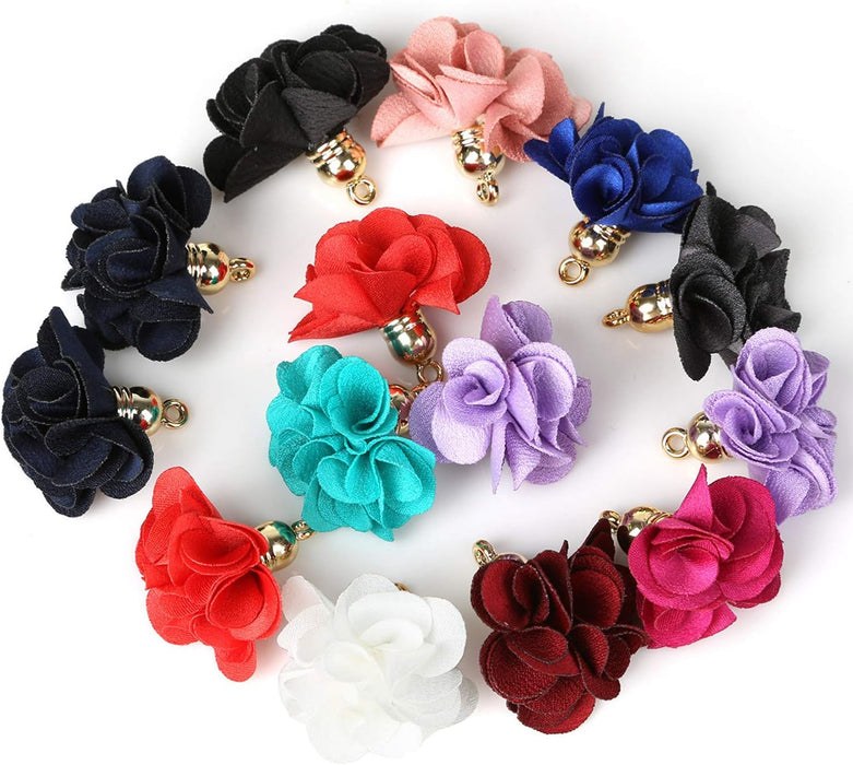 50 borlas de pétalos de gasa para pendientes, collares, joyas..(multicolor) - Quierox - Tienda Online