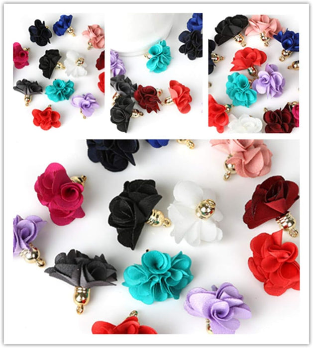 50 borlas de pétalos de gasa para pendientes, collares, joyas..(multicolor) - Quierox - Tienda Online