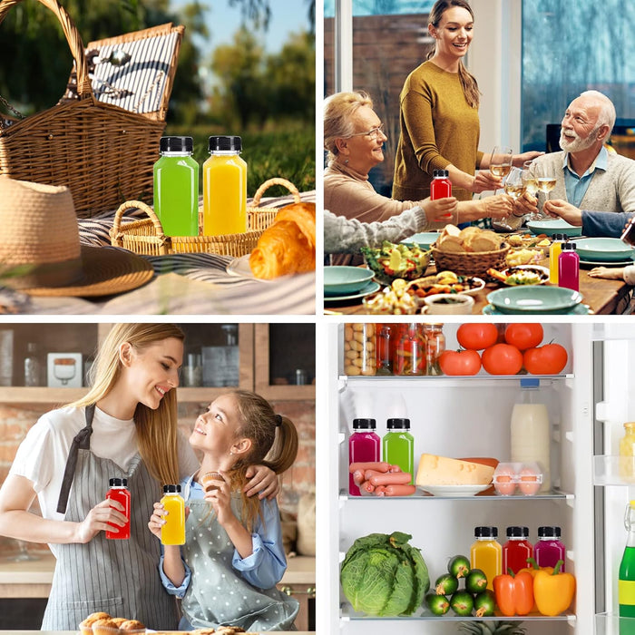50 botellas de jugo de plástico vacías de 8 onzas con tapas, recipientes reutilizables transparentes - Quierox - Tienda Online
