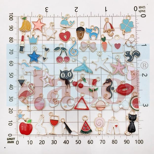 50 colgantes de esmalte surtidos, con forma de animal, luna, estrella y fruta, para hacer collares, pulseras y bisutería (dijes de esmalte mixtos) - Quierox - Tienda Online