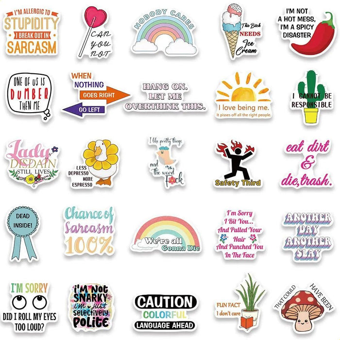 50 Pegatinas Con Frases Sarcásticas Para Equipaje - Quierox - Tienda Online