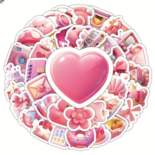 50 piezas de pegatinas rosadas en 3D de dibujos animados, autoadhesivas - Quierox - Tienda Online