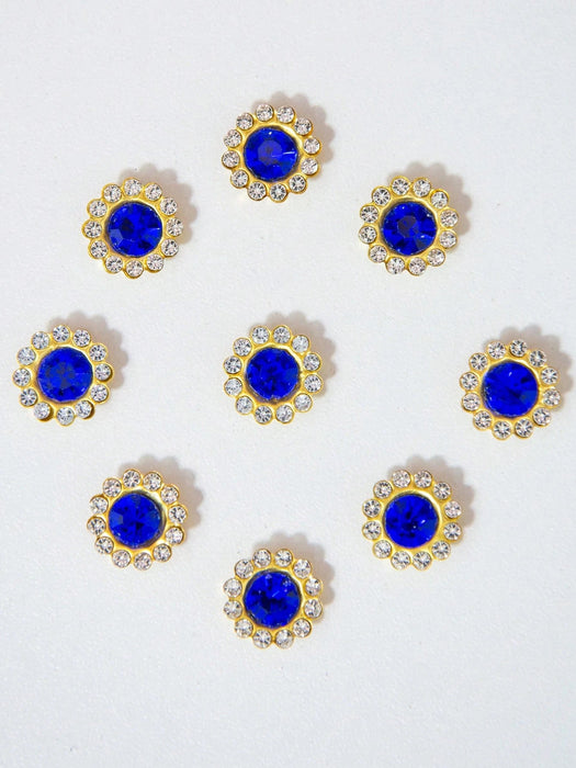 50 piezas set Flor de strass azul de 9.4 mm, centro azul con strass transparente alrededor, girasol de doble color - Quierox - Tienda Online