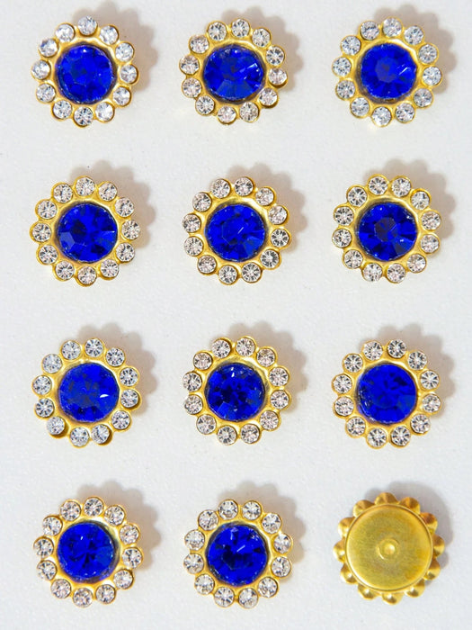 50 piezas set Flor de strass azul de 9.4 mm, centro azul con strass transparente alrededor, girasol de doble color - Quierox - Tienda Online