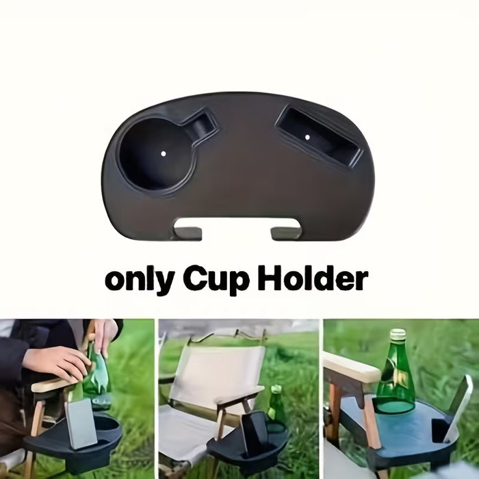 Mesa auxiliar portátil para silla de camping con bandeja de plástico multifuncional para bebidas y aperitivos