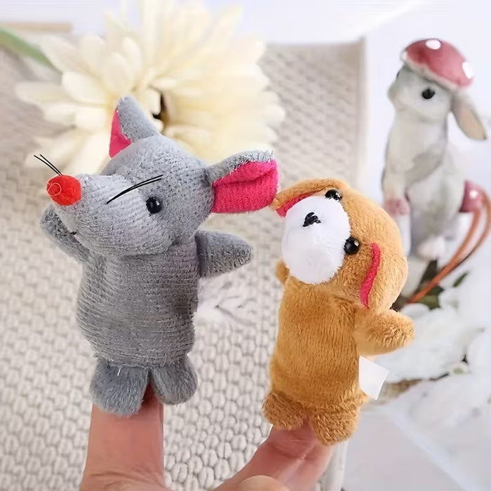 10 Mini Muñecos de Dedo de Felpa para Niños, Pequeños Animales de Dibujos Animados