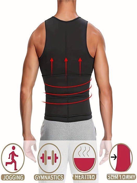 Chaleco de entrenamiento de sauna de neopreno para hombre con cinturón de cintura con cremallera