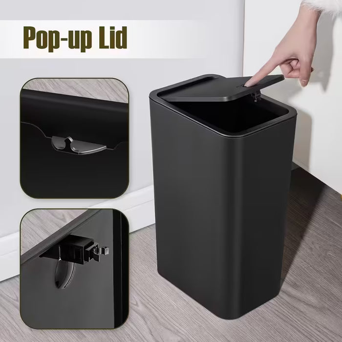 Cubo de Basura para Baño, Papelera de Espacio Reducido con Tapa Emergente