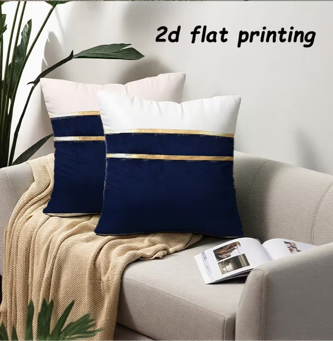 2 piezas 2D Plano, Funda de Cojín Decorativa Cuadrada de Felpa de Terciopelo Azul