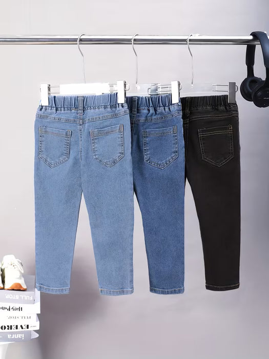 Pack de Tres Pantalones Vaqueros Casuales Unisex con Cintura Elástica