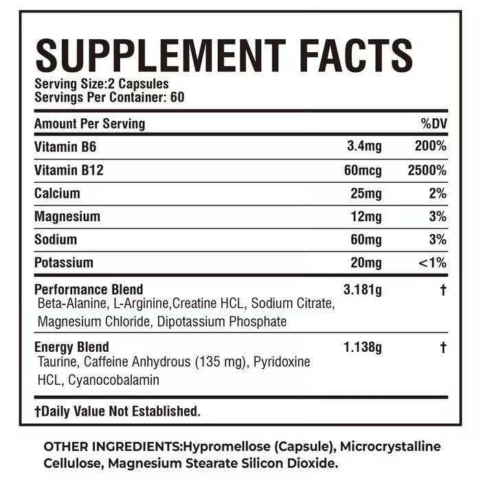 Sport - con Sodio, B-Alanina y Cafeína, Apoya la Salud del Sistema Nervioso, Sin Gluten - 120 unidades