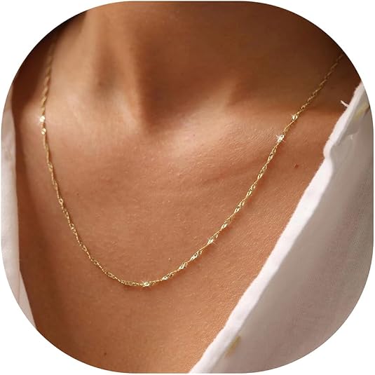 BAYLAY Collar de cadena de color oro para mujer