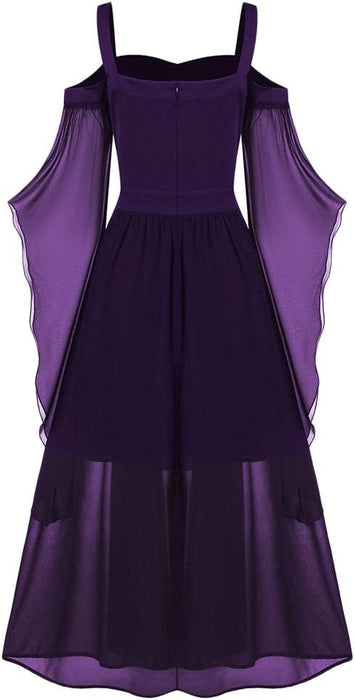 Vestido punk gótico para mujer, hombros descubiertos, manga mariposa