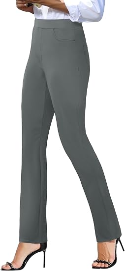 Keriffe Pantalones de yoga elásticos para mujer de cintura alta, pierna recta