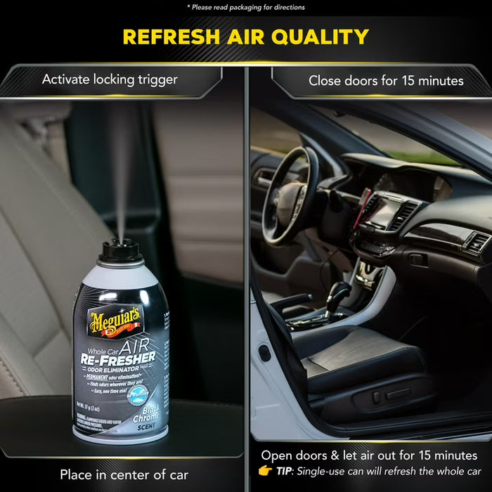 Meguiar's Ambientador en spray para todo el coche G181302, aroma a cromo negro, 57 g (2 oz)