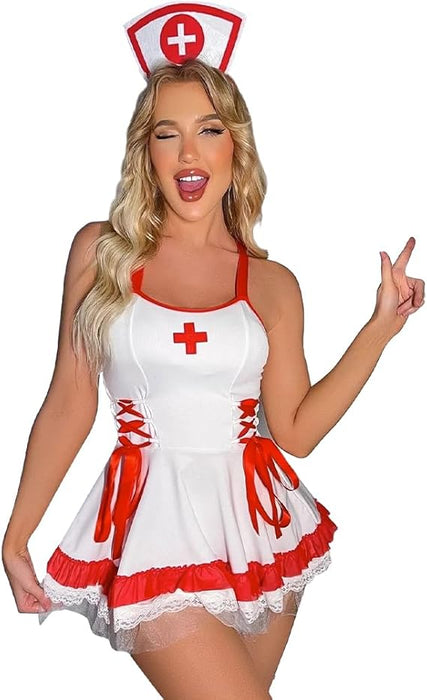 Conjunto de lencería sexy disfraz de enfermera para mujer