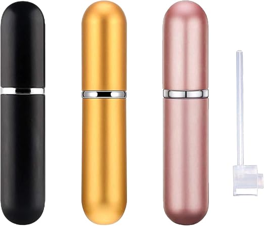 Frasco pulverizador rosa, negro y amarillo, recargable, ideal para viajes.(paquete de 3+1).