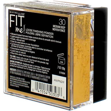 Maybelline Fit Me - Polvo fijador suelto, polvo facial y maquillaje de acabado, medio profundo