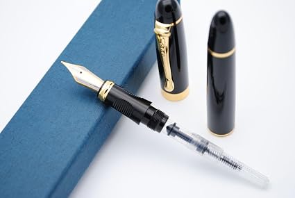 Pluma estilográfica retro totalmente metálica / Bolígrafo clásico negro para negocios