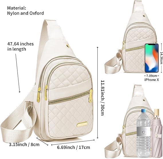 Bolso de cintura minimalista y elegante con textura acolchada con cremallera para mujeres