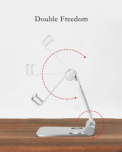 Soporte doble plegable para teléfono móvil: soporte de escritorio compacto, plegable y portátil