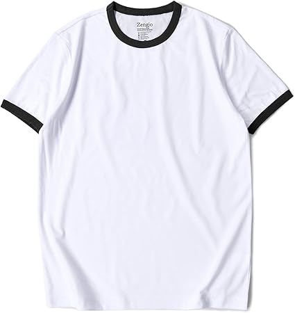 Camiseta deportiva de manga corta con cuello redondo y ribete para hombre