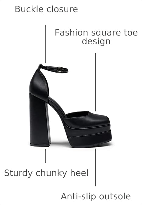 DREAM PAIRS Zapatos de tacón alto con plataforma y punta cerrada para mujer