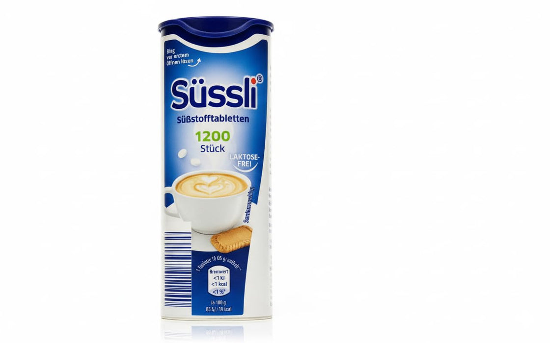 Suessli - Tabletas edulcorantes alemanas 1200 unidades en dispensador