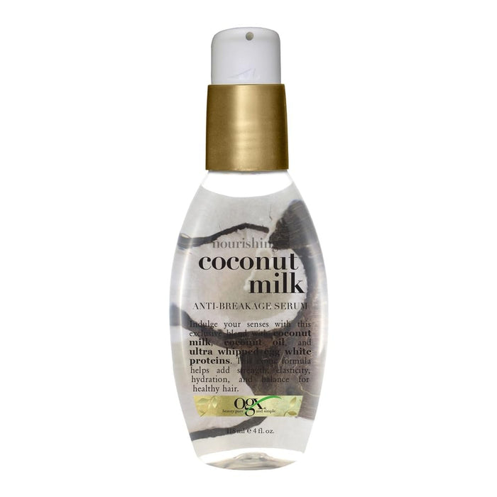 OGX Suero nutritivo + antirotura de leche de coco, 4 onzas líquidas