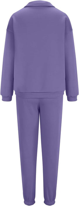 Conjunto de dos piezas para mujer, conjunto de descanso con media cremallera