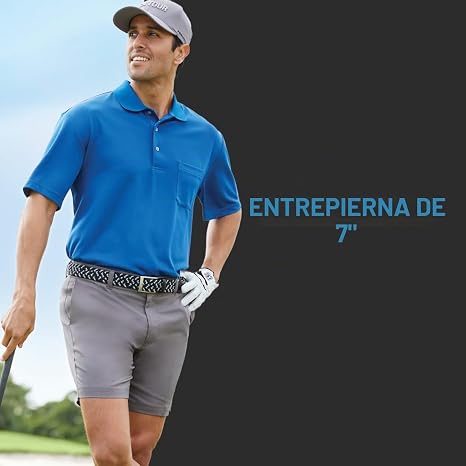 PGA Tour Pantalón corto de golf elástico de alto rendimiento con frente plano para hombre.