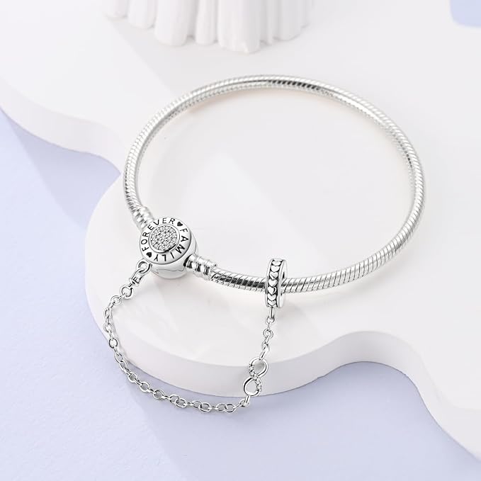 1 unidad de pulsera trenzada en forma redonda con frase family forever plateada