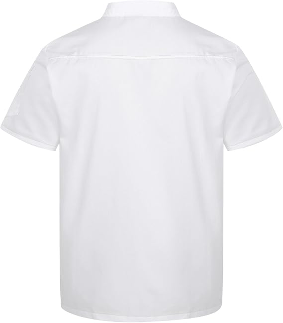 Chaqueta de chef unisex de manga corta con cierre de botón transpirable para cocinero
