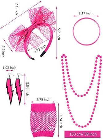 Conjunto de accesorios de disfraz de los años 80 para mujer