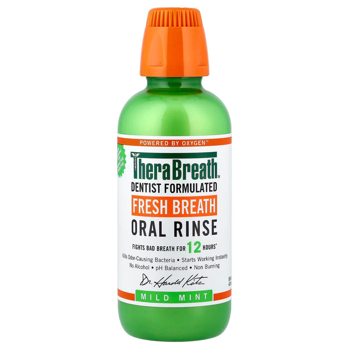 TheraBreath, Aliento Fresco, Enjuague Bucal, Menta Suave, 473 ml (16 onzas líquidas)