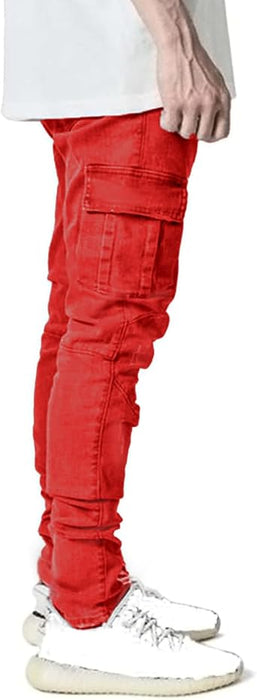 HUNGSON Pantalones de mezclilla elásticos ajustados de corte slim para hombre