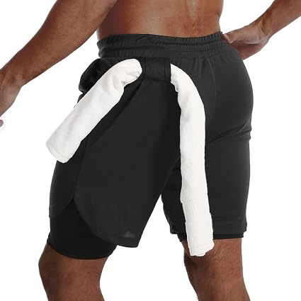 JWJ pantalones cortos 2 en 1 para correr, de secado rápido, para hombre