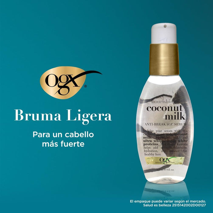 OGX Suero nutritivo + antirotura de leche de coco, 4 onzas líquidas