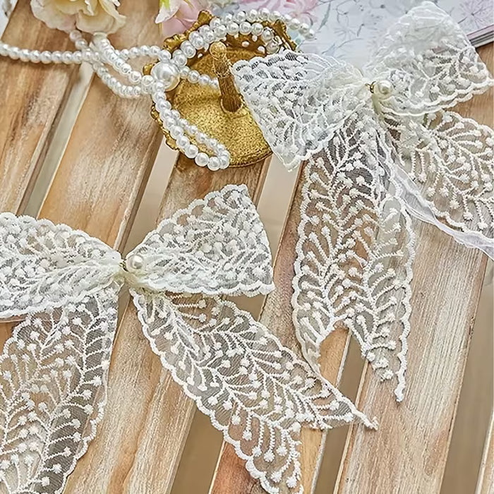Lazos de Cortina con Lazo Elegante, Encaje de Perlas Delicado