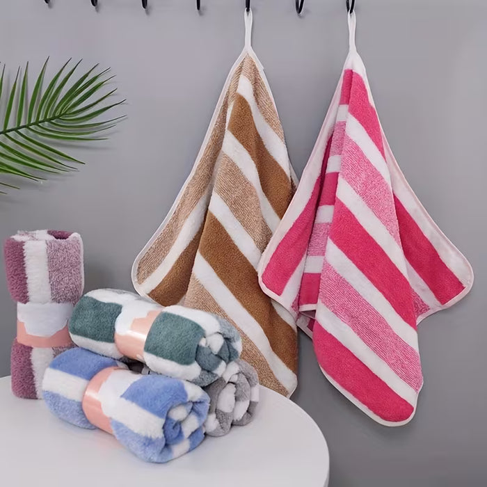 Toalla de mano suave con diseño a rayas, de secado rápido y absorbente