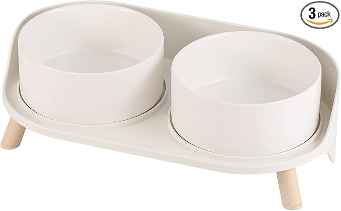 Juego de comederos y bebederos elevados para gatos - Platos de cerámica elevados 16.2oz