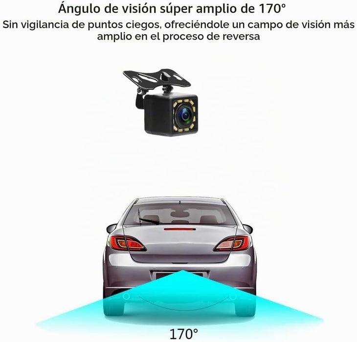 Cámara de respaldo para automóvil, cámara de visión trasera Ultra HD 12 LED visión nocturna