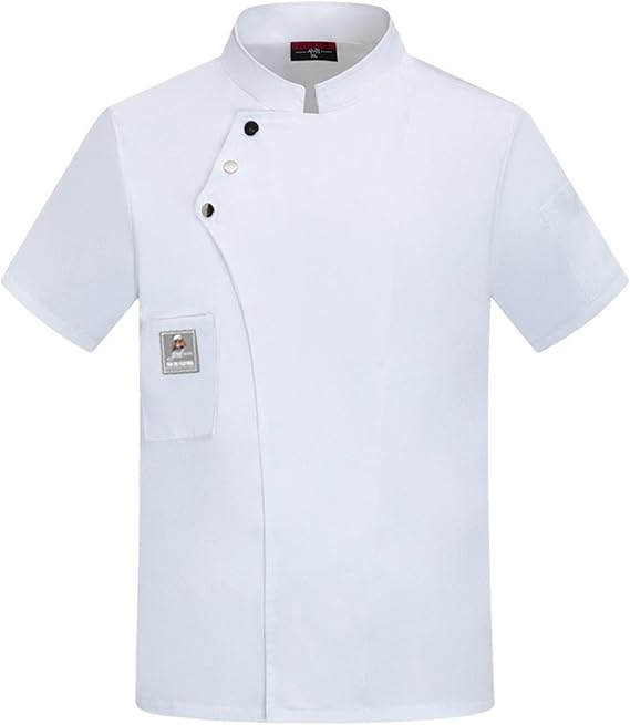 Chaqueta de chef unisex de manga corta con cierre de botón transpirable para cocinero