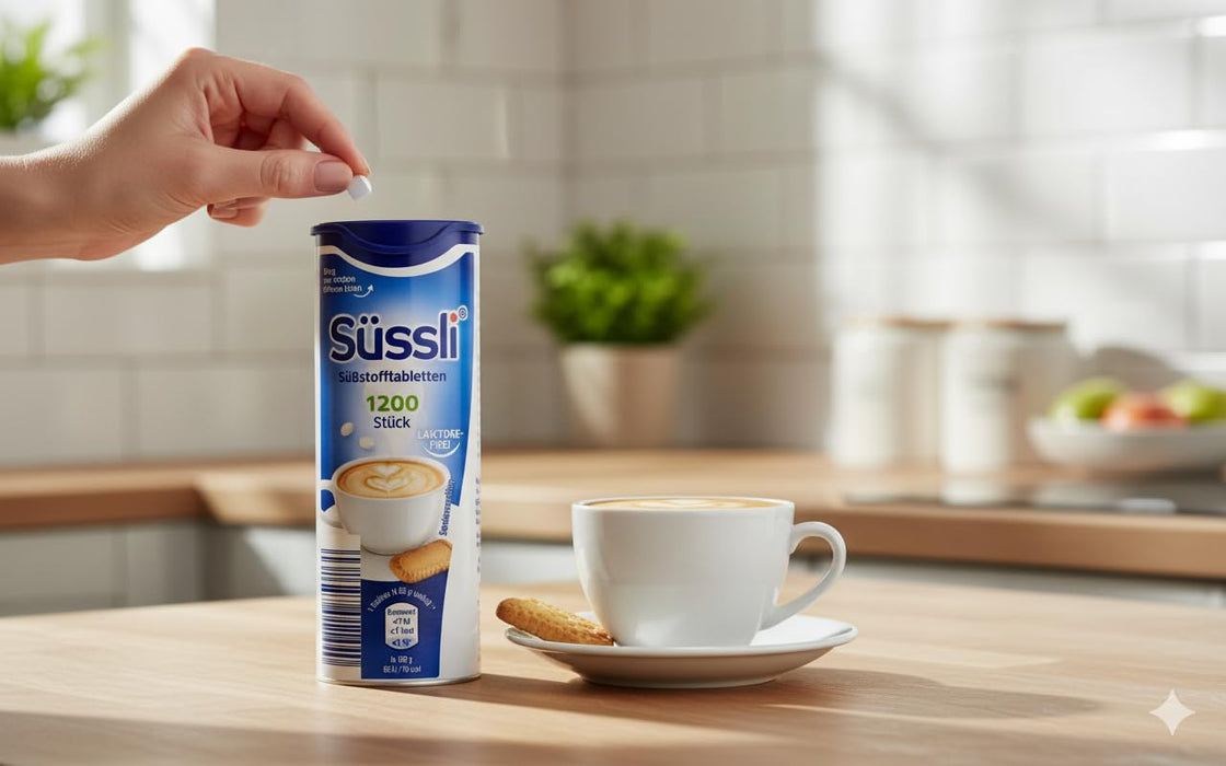 Suessli - Tabletas edulcorantes alemanas 1200 unidades en dispensador