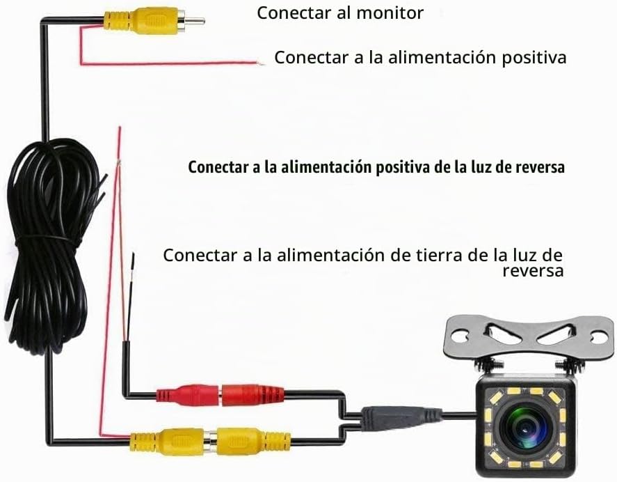 Cámara de respaldo para automóvil, cámara de visión trasera Ultra HD 12 LED visión nocturna