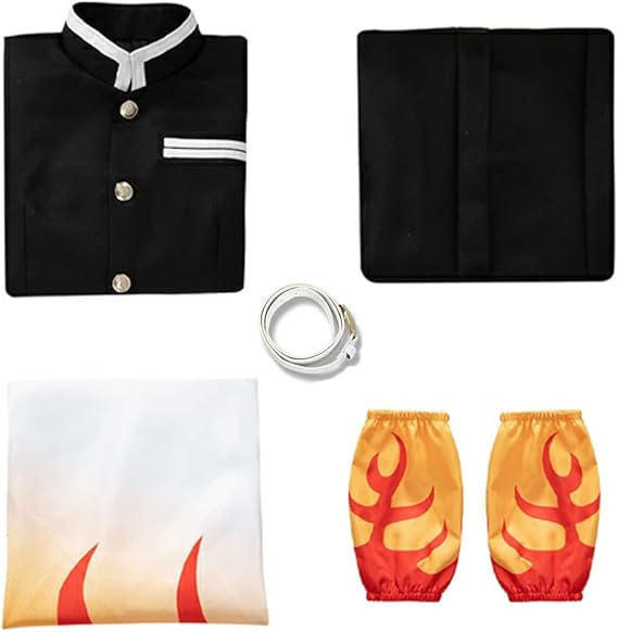 Disfraz de cosplay de Rengoku, uniforme de anime con peluca