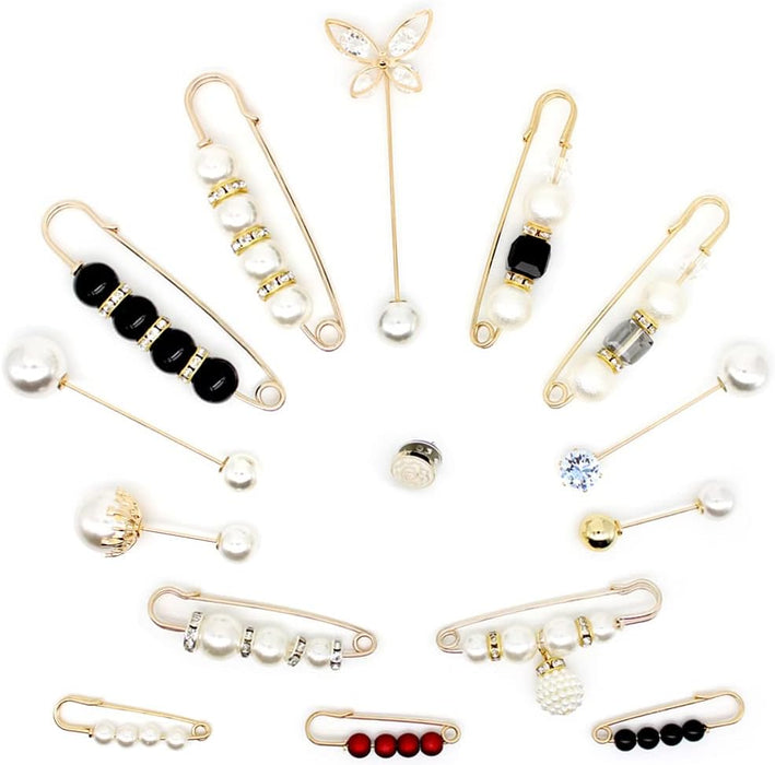 Shein 10 unidades de broches de chal de suéter de perlas falsas de diseños aleatorios